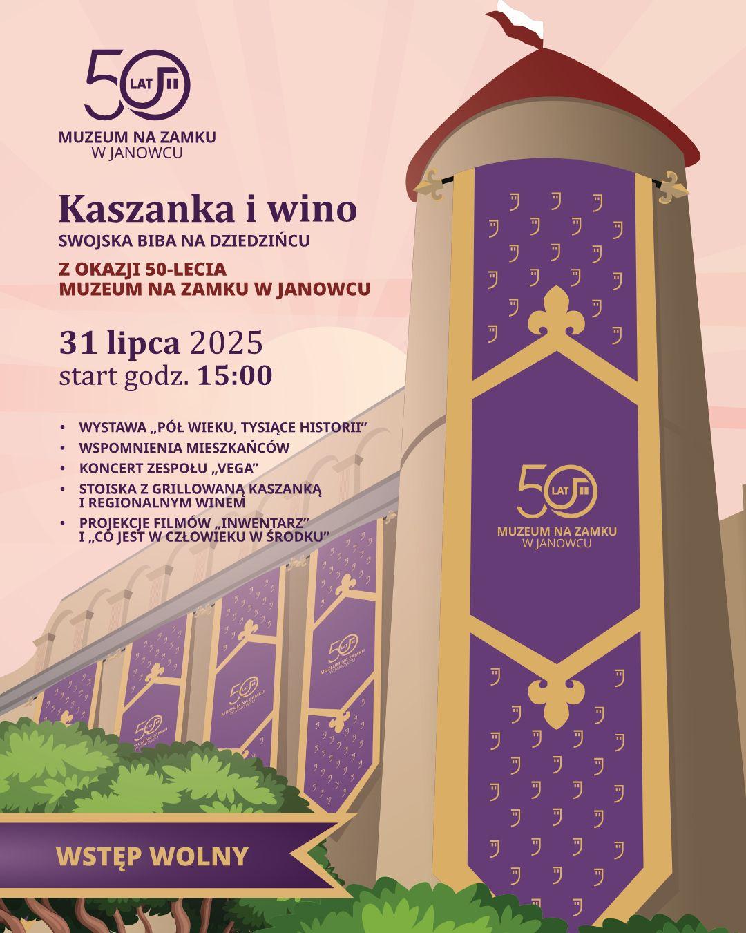 Plakat 𝐉𝐮𝐛𝐢𝐥𝐞𝐮𝐬𝐳 𝟓𝟎-𝐥𝐞𝐜𝐢𝐚 𝐌𝐮𝐳𝐞𝐮𝐦 𝐧𝐚 𝐙𝐚𝐦𝐤𝐮 𝐰 𝐉𝐚𝐧𝐨𝐰𝐜𝐮