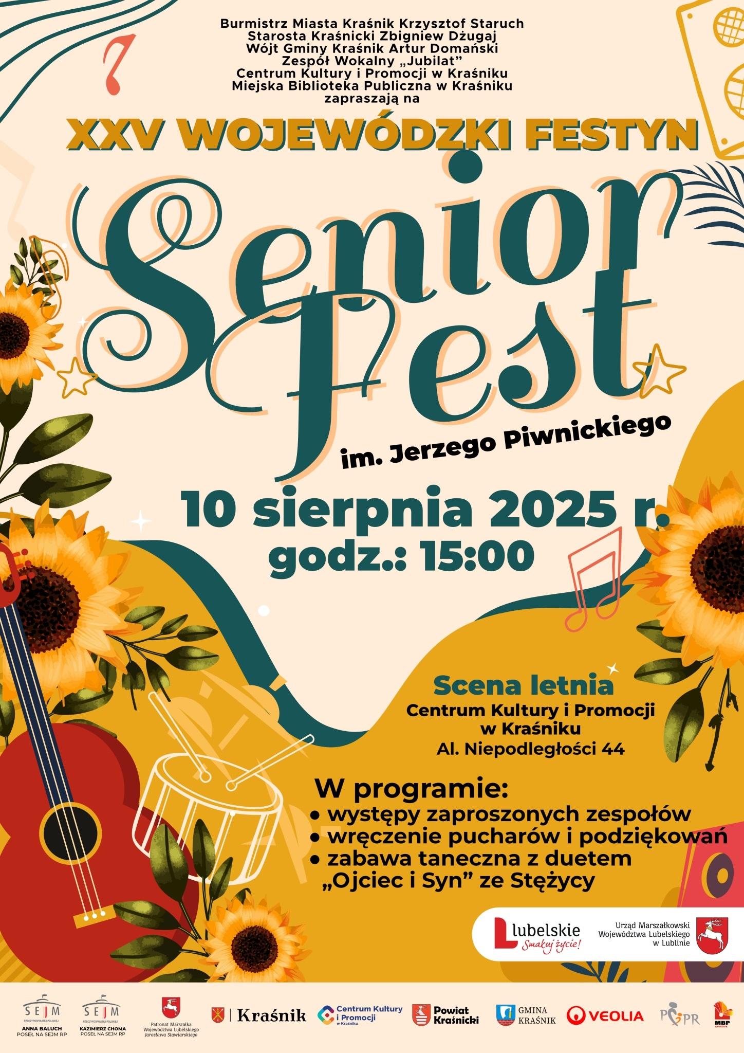 Plakat XXV Wojewódzki Festyn Senior Fest im. Jerzego Piwnickiego