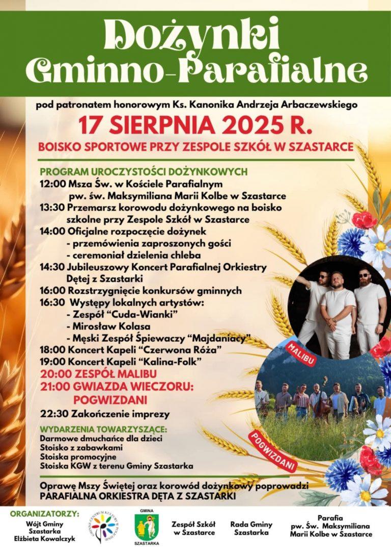 Plakat Dożynki Gminno-Parafialne w Szastarce