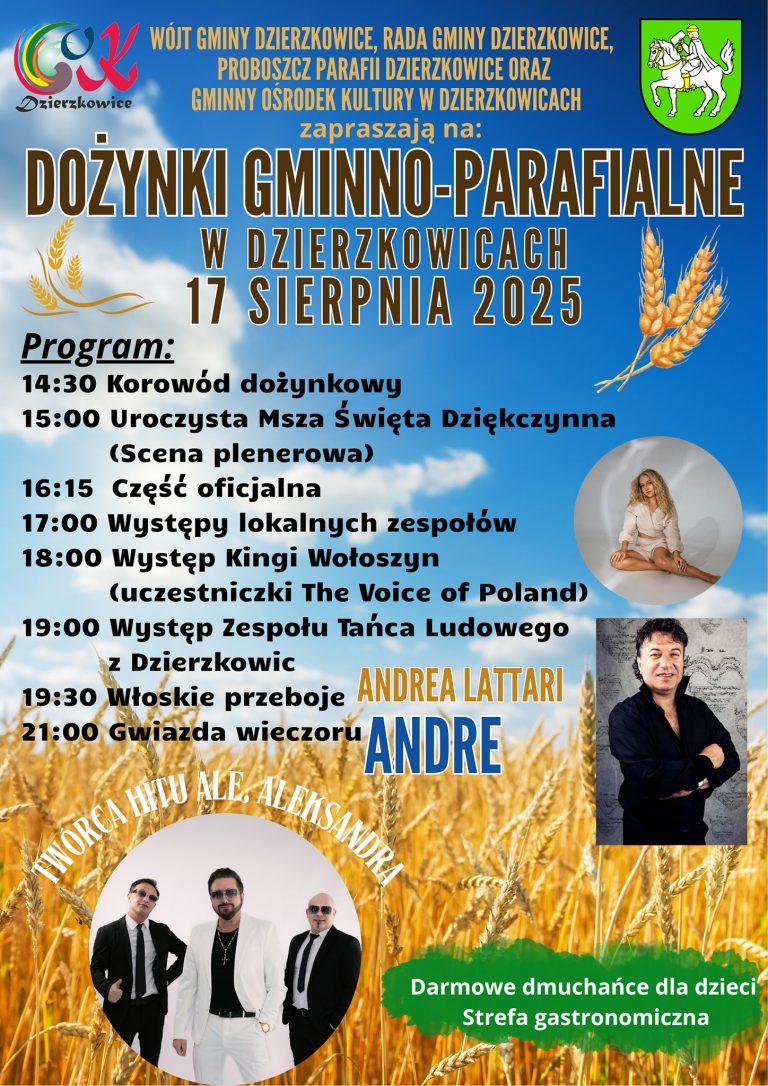 Plakat Dożynki Gminno-Parafialne w Dzierzkowicach