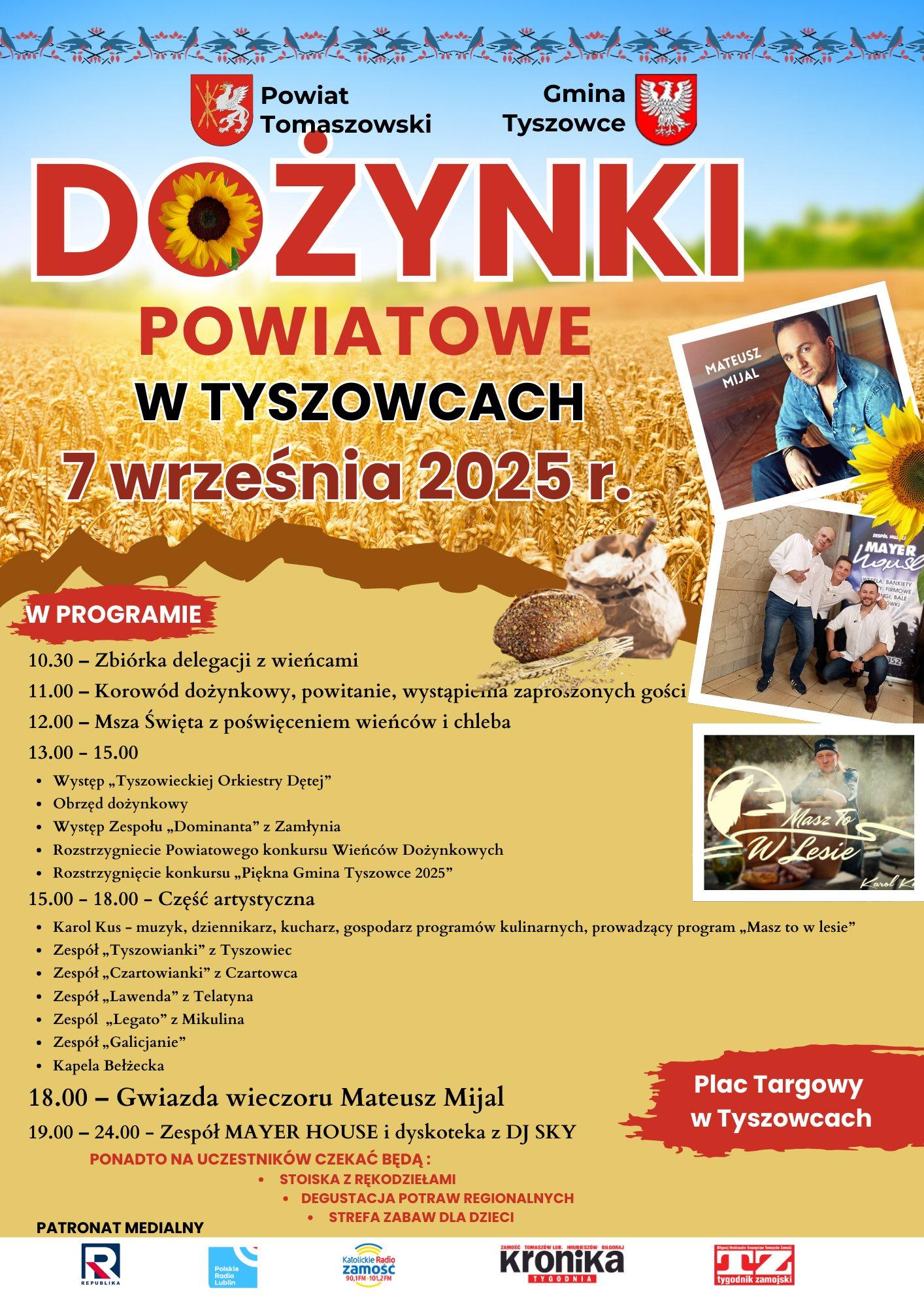 Plakat Dożynki Powiatowe w Tyszowcach