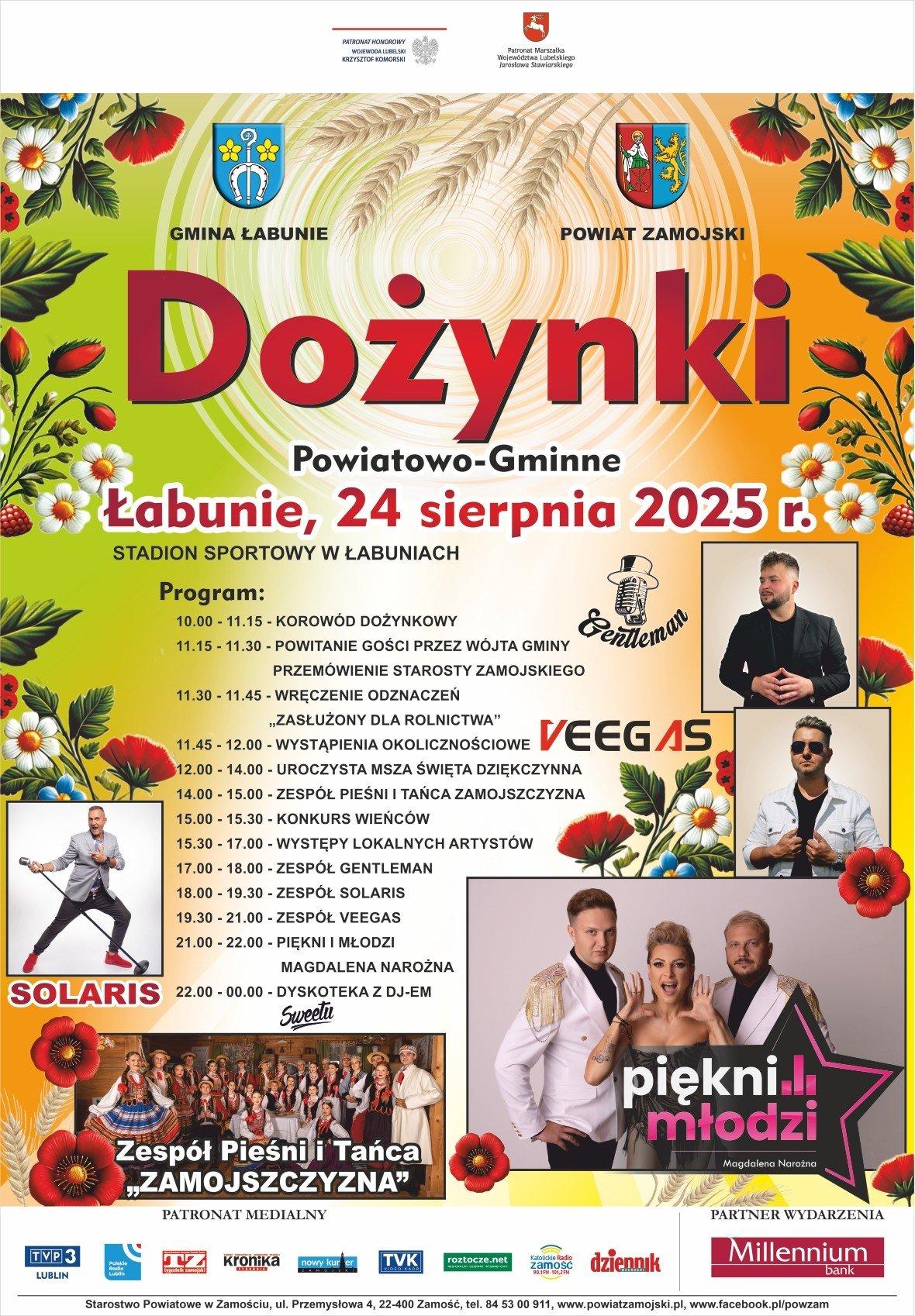 Plakat Dożynki Powiatu Zamojskiego i Gminy Łabunie