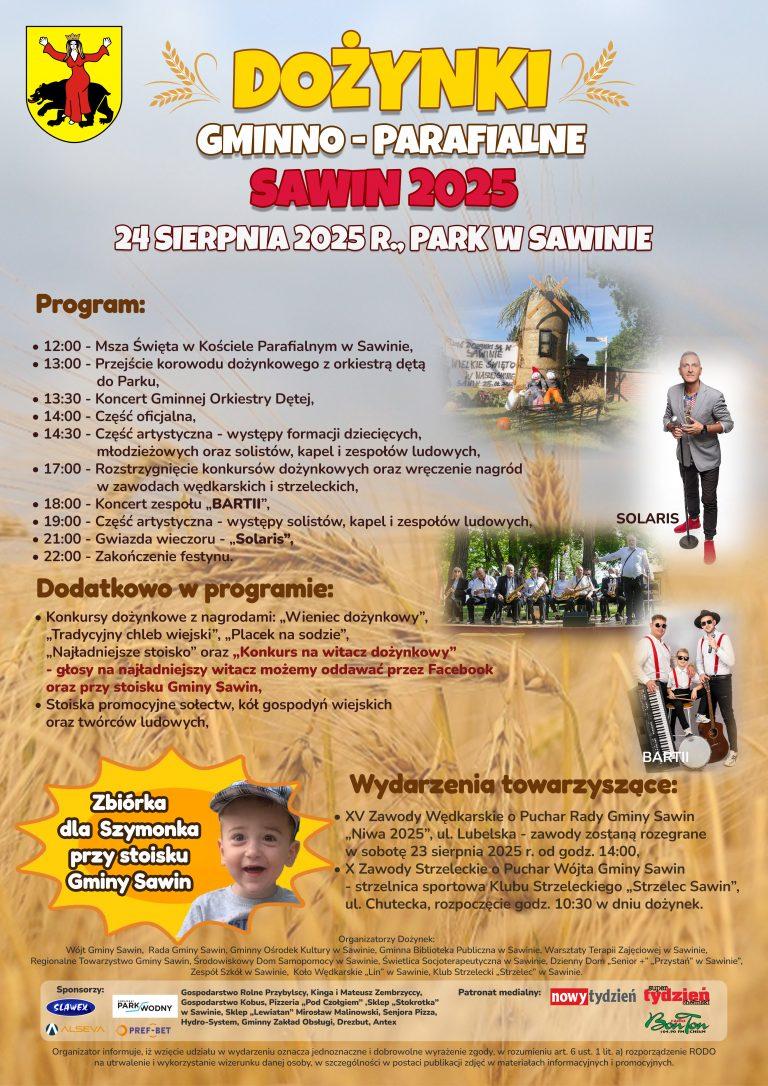 Plakat Dożynki Gminno-Parafialne Sawin 2025