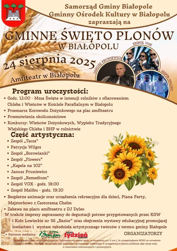 Plakat Dożynki w Gminie Białopole