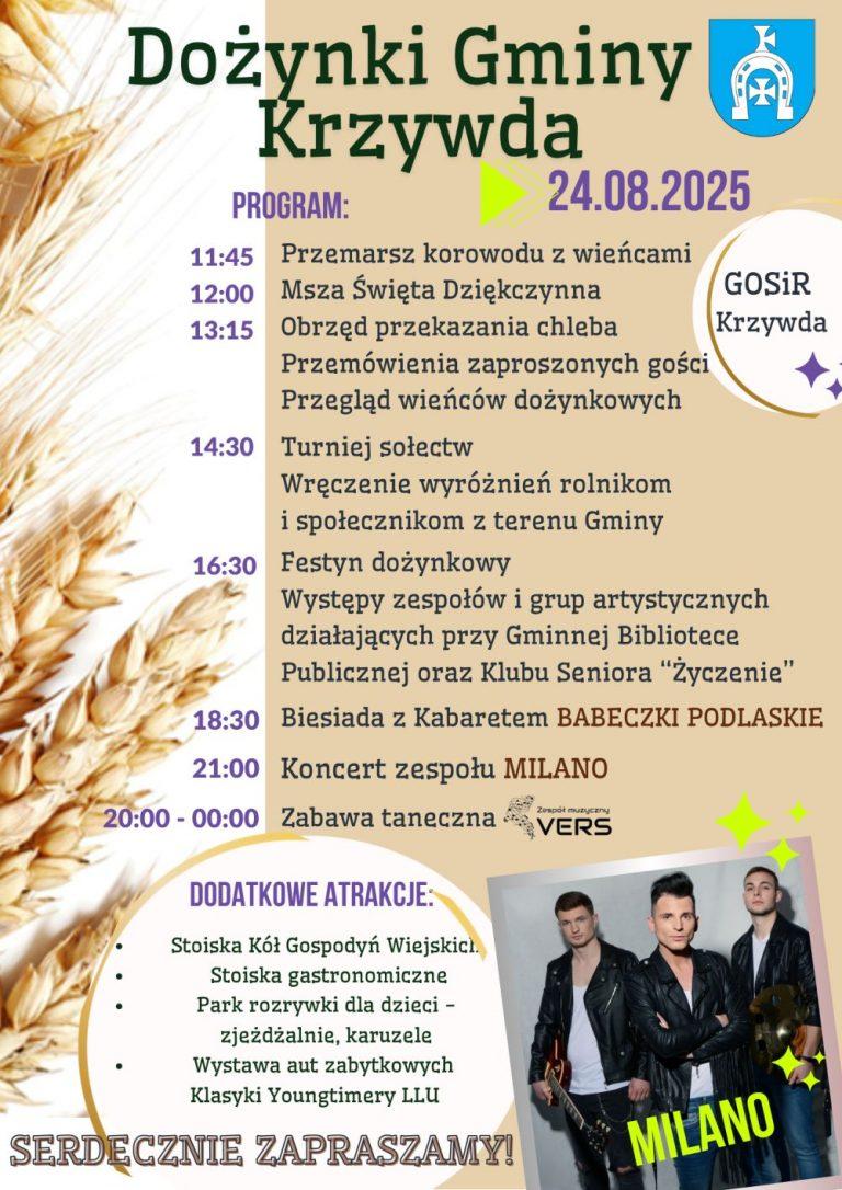 Plakat Dożynki Gminy Krzywda