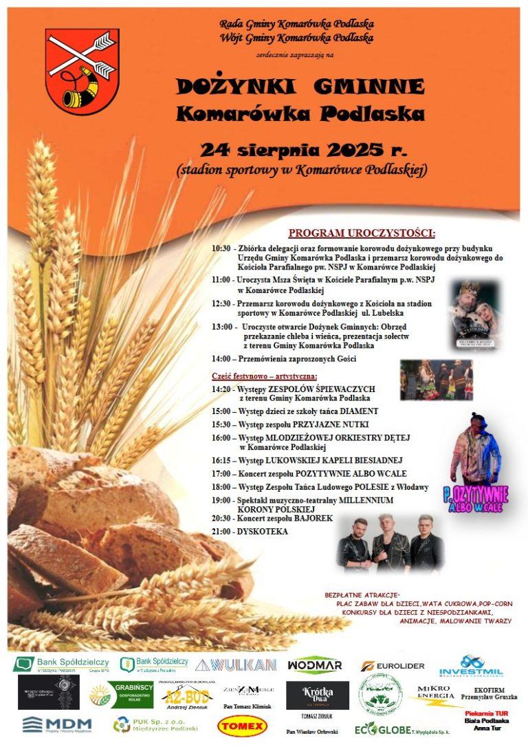 Plakat Dożynki Gminne w Komarówce Podlaskiej
