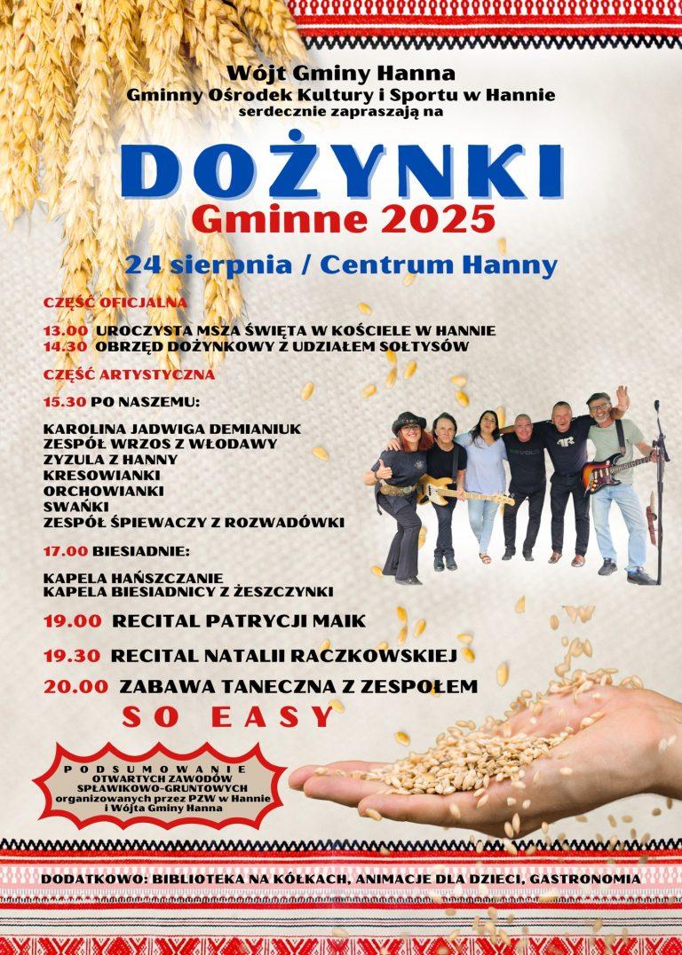 Plakat Dożynki Gminne 2025 w Hannie