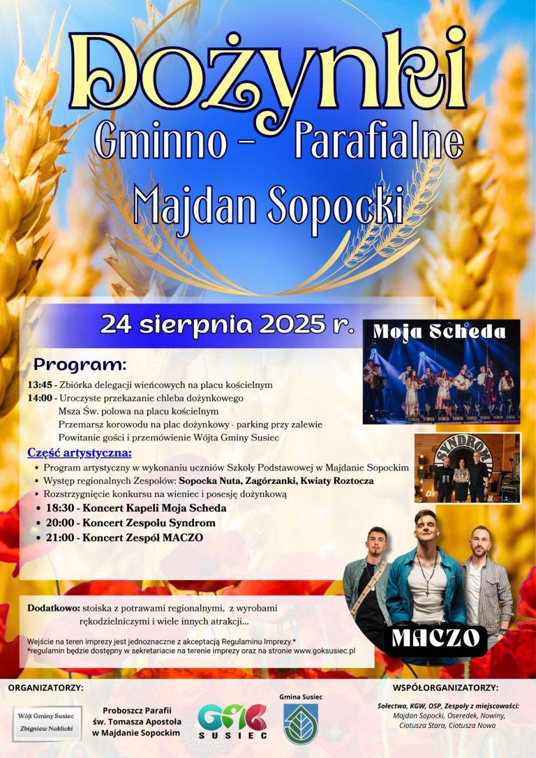 Plakat Dożynki Gminy Susiec 2025