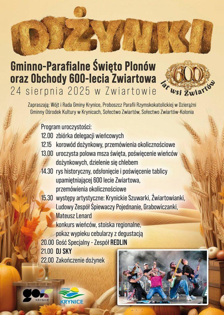 Plakat Dożynki Gminy Krynice 2025