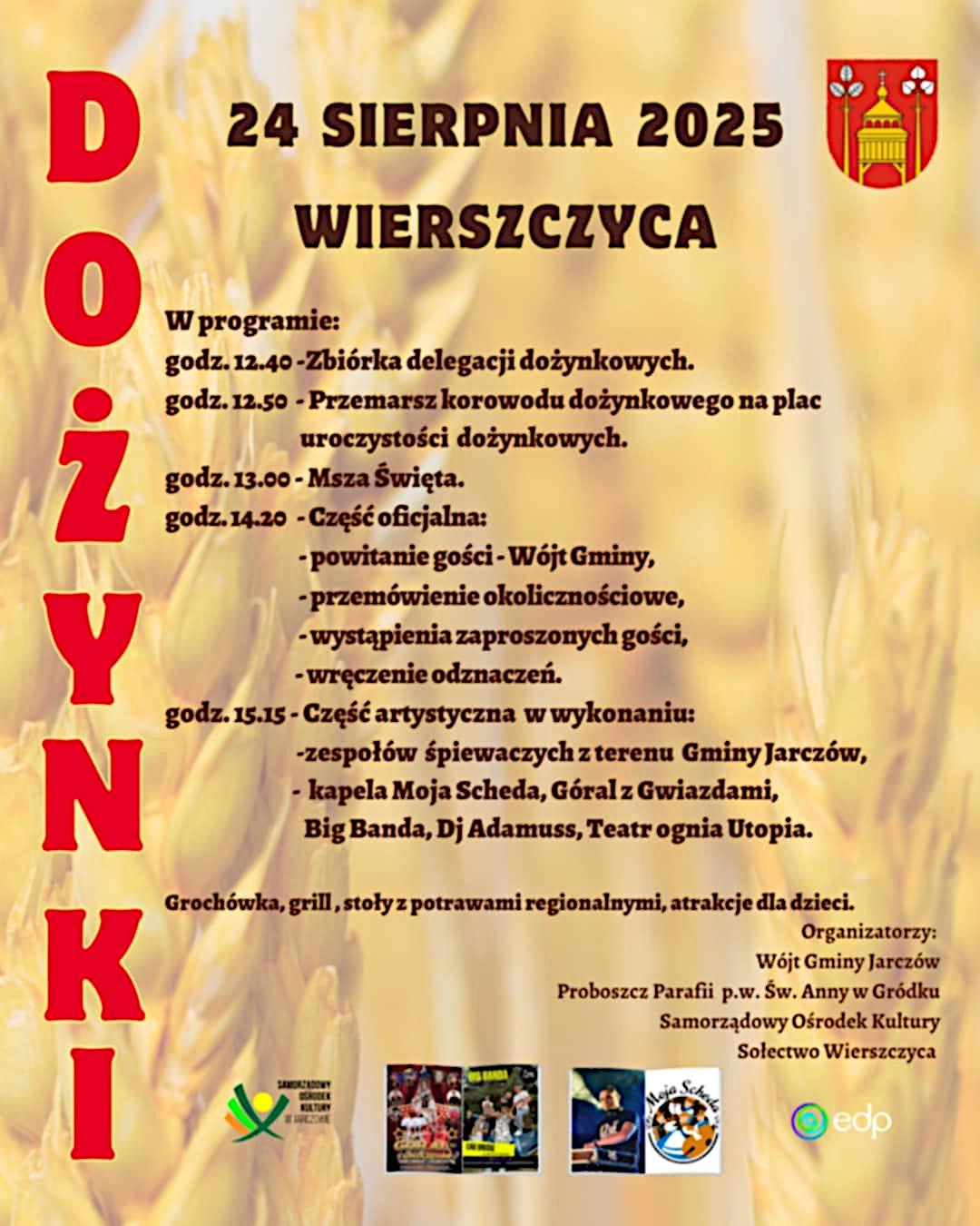 Plakat Dożynki Gminy Jarczów 2025