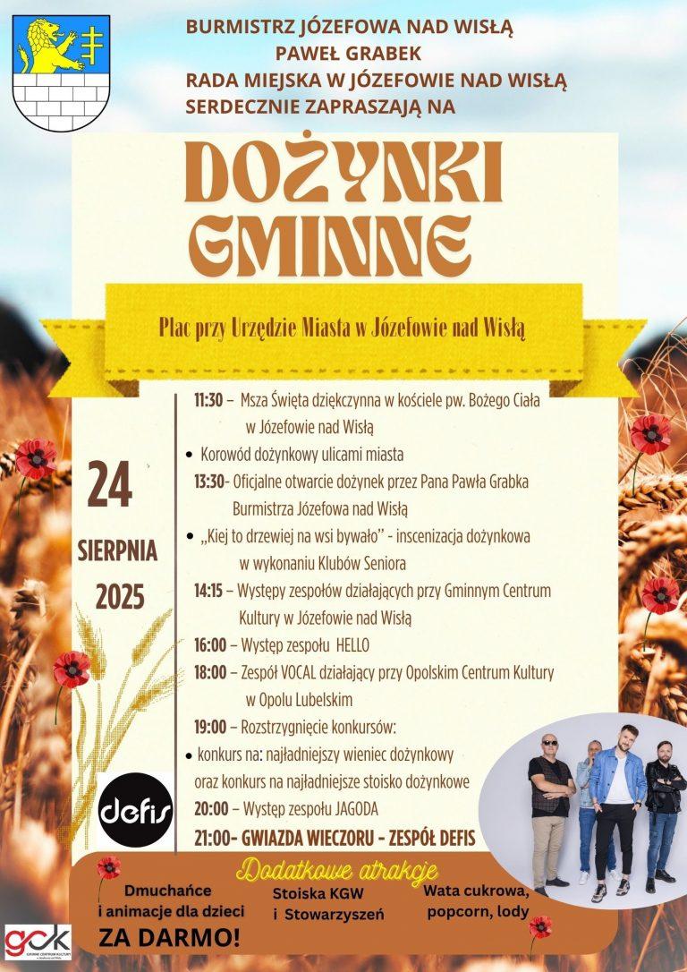 Plakat Dożynki Gminne w Józefowie nad Wisłą