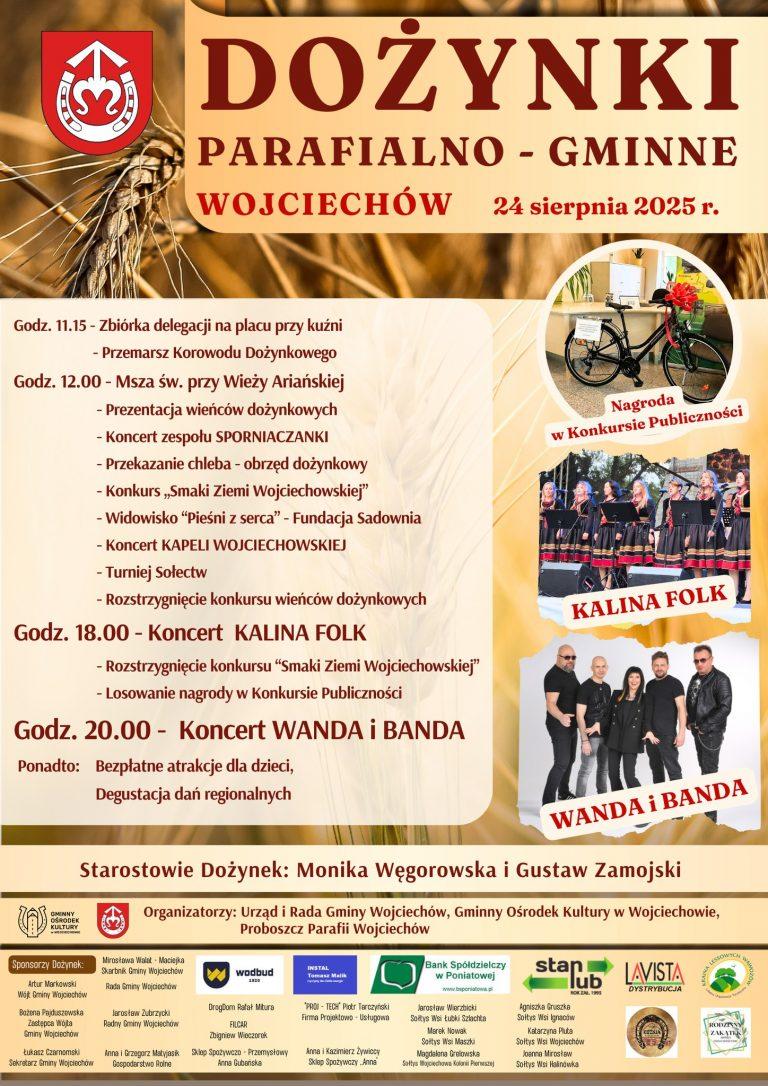 Plakat Dożynki Parafialno-Gminne w Wojciechowie