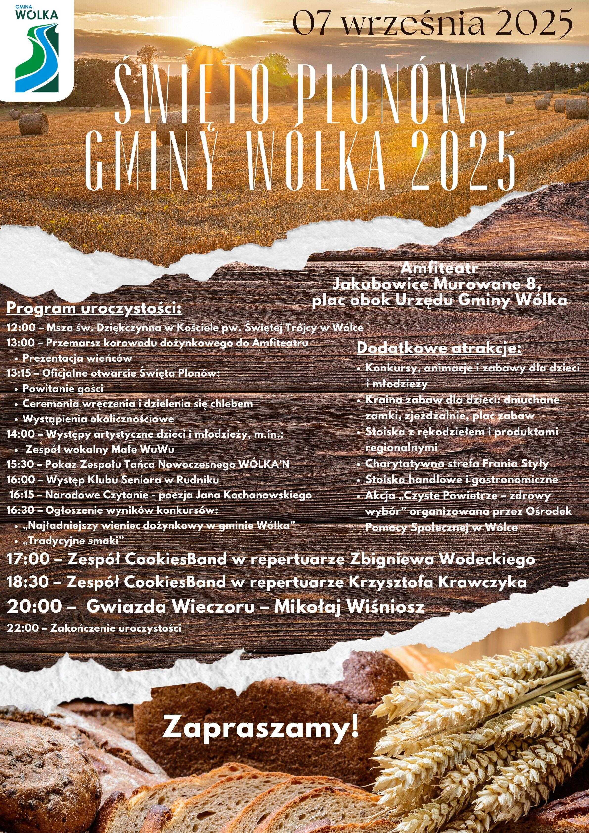 Plakat Święto Plonów Gminy Wólka 2025