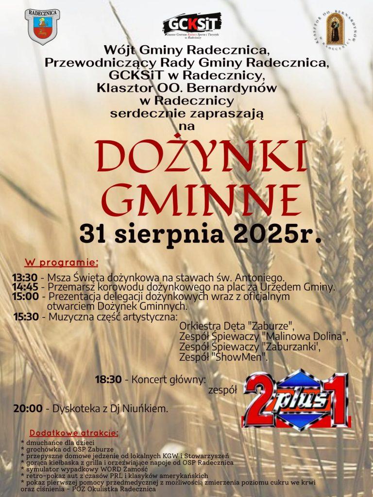 Plakat Dożynki Gminne w Radecznicy 2025