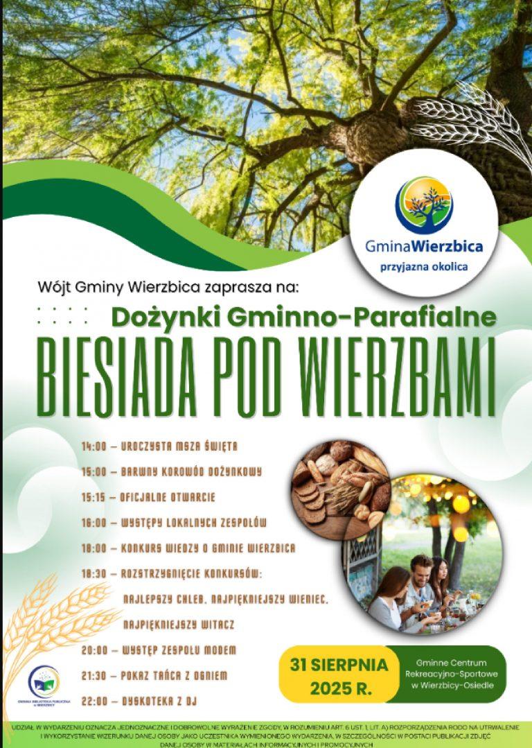 Plakat Dożynki Gminno-Parafialne – Biesiada pod wierzbami