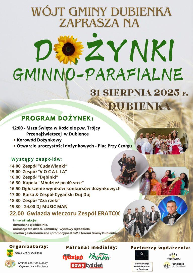 Plakat Dożynki Gminno-Parafialne w Dubience