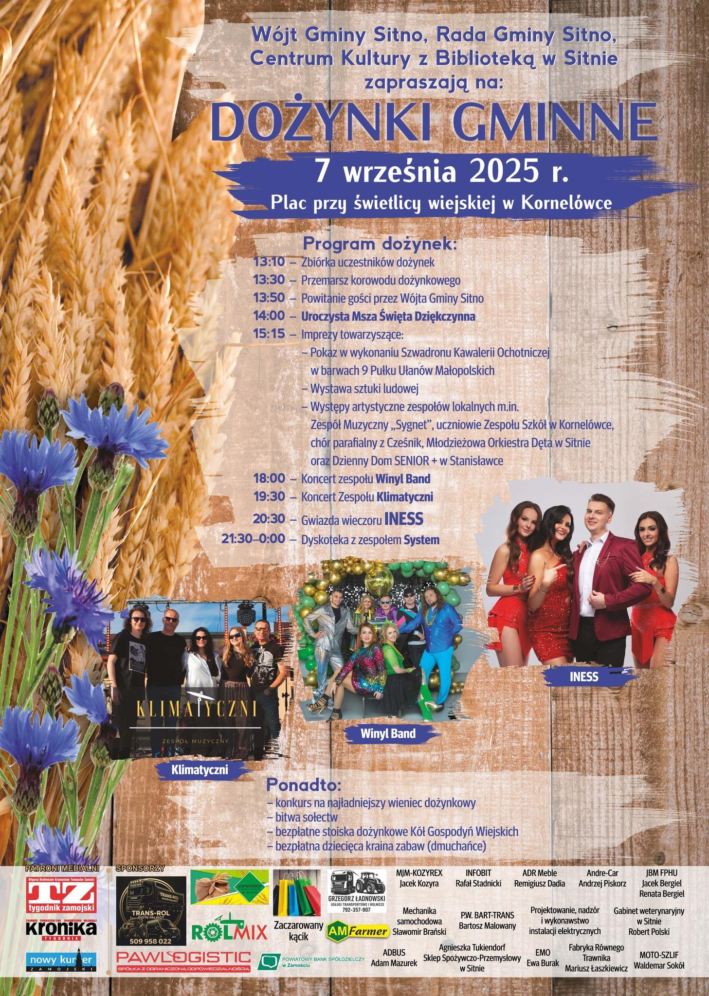 Plakat Dożynki Gminy Sitno