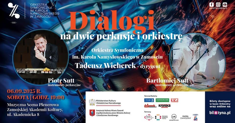 Plakat Dialogi na dwie perkusje - Piotr Sutt i Bartłomiej Sutt