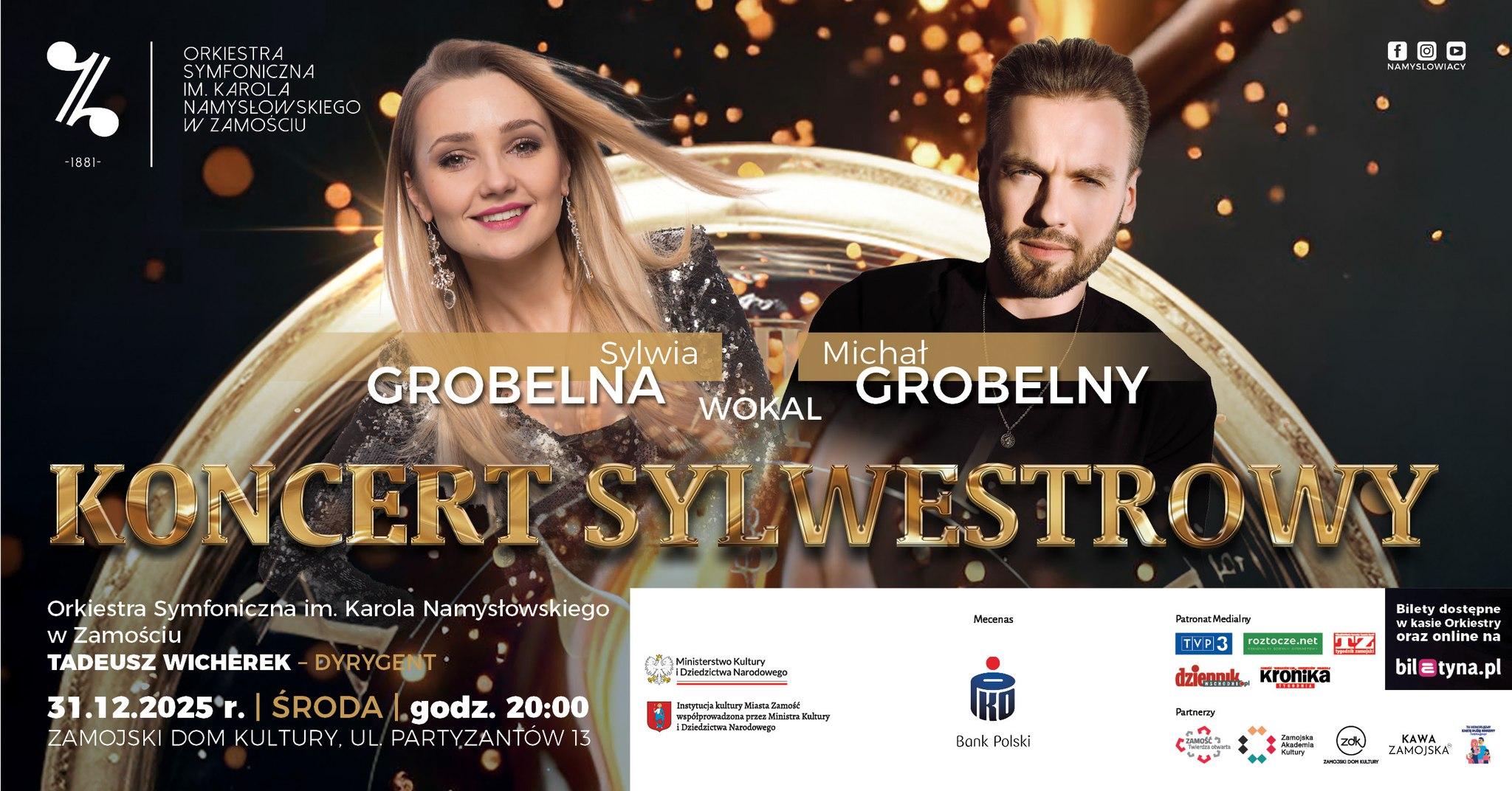 Plakat Koncert Sylwestrowy Orkiestry Symfonicznej im. Karola Namysłowskiego w Zamościu