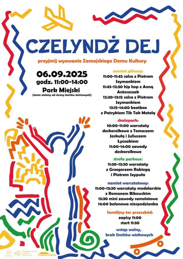 Plakat CZELYNDŻ DEJ – przyjmij sportowe wyzwanie Zamojskiego Domu Kultury!