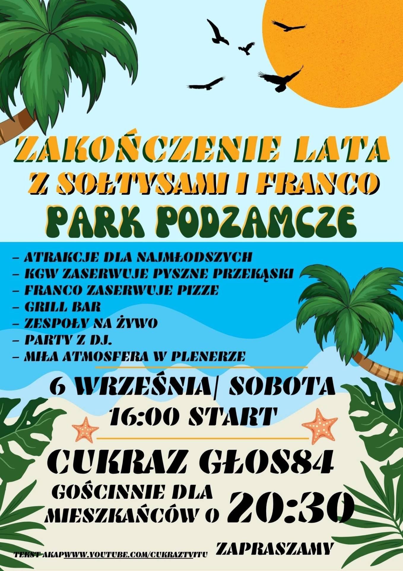 Plakat Zakończenie lata z Sołtysami i Franco w Parku Podzamcze
