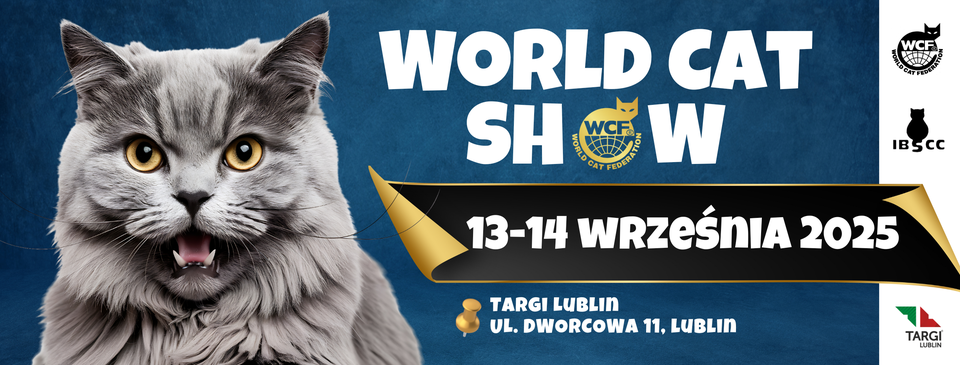 Plakat Światowa Wystawa Kotów Rasowych (World Cat Show) 13-14.09.2025
