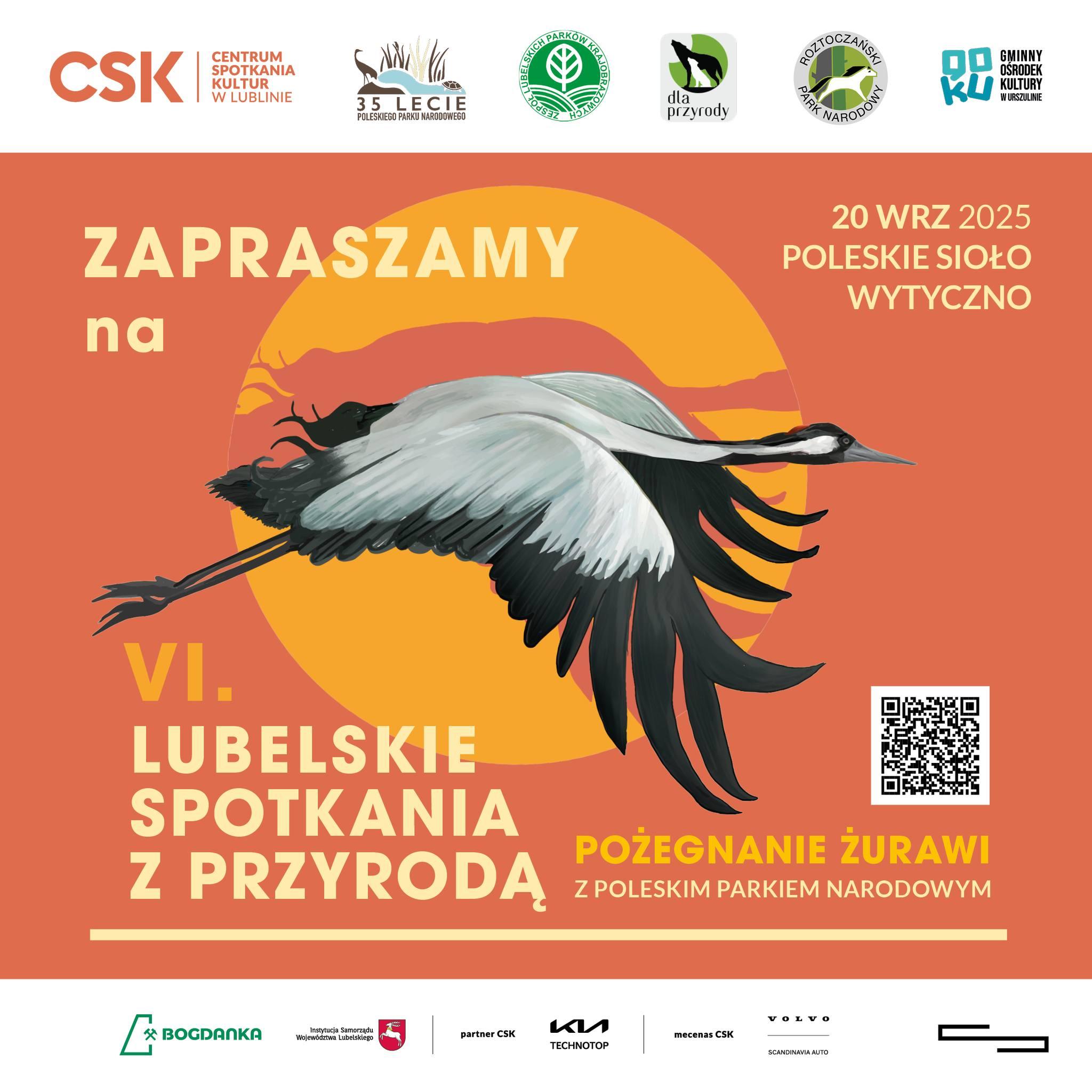 Plakat VI. Lubelskie Spotkania z Przyrodą - Pożegnanie Żurawi z Poleskim Parkiem Narodowym