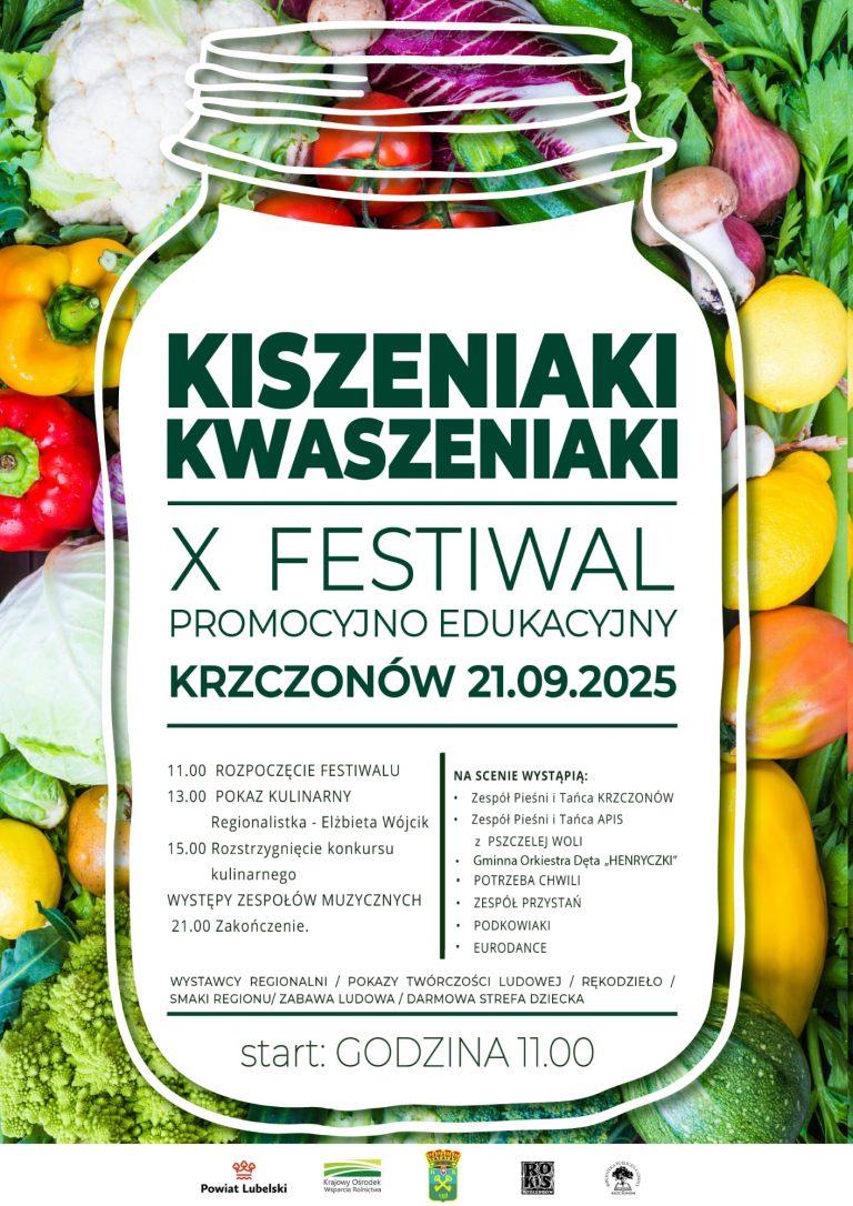Plakat Festiwal Promocyjno–Edukacyjny „Kwaszeniaki i Kiszeniaki w Krzczonowie