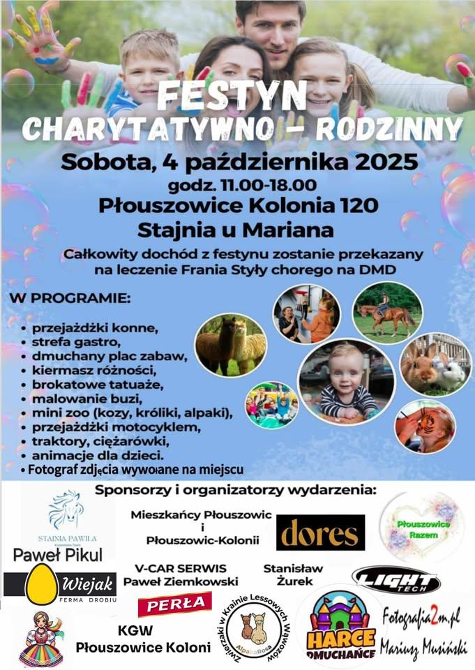 Plakat Rodzinny Piknik Charytatywny w Płouszowicach-Kolonii 120 (Stajnia u Mariana).