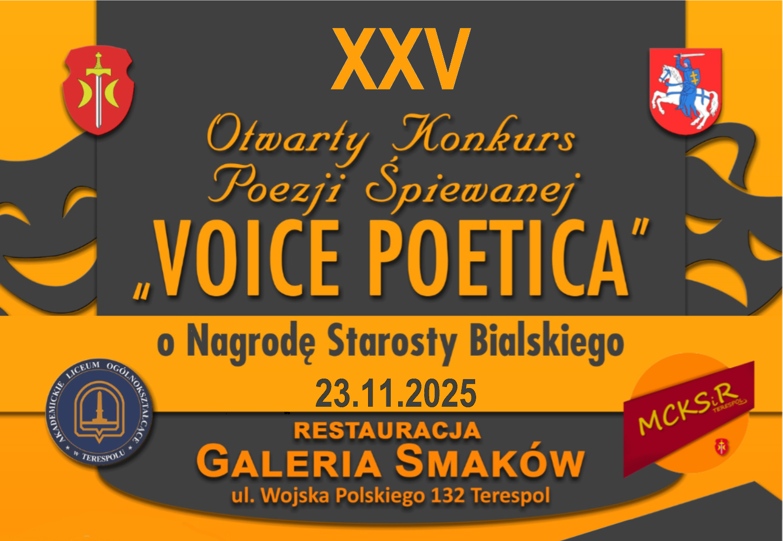 Plakat XXV Otwarty Konkurs Poezji śpiewanej VOICE POETICA