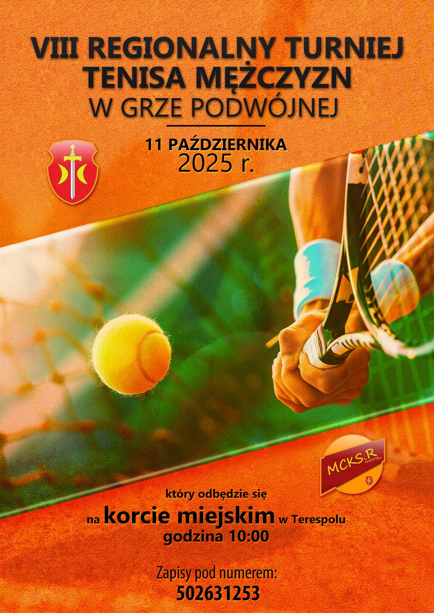Plakat VIII Regionalny Turniej Tenisa Mężczyzn w Grze Podwójnej