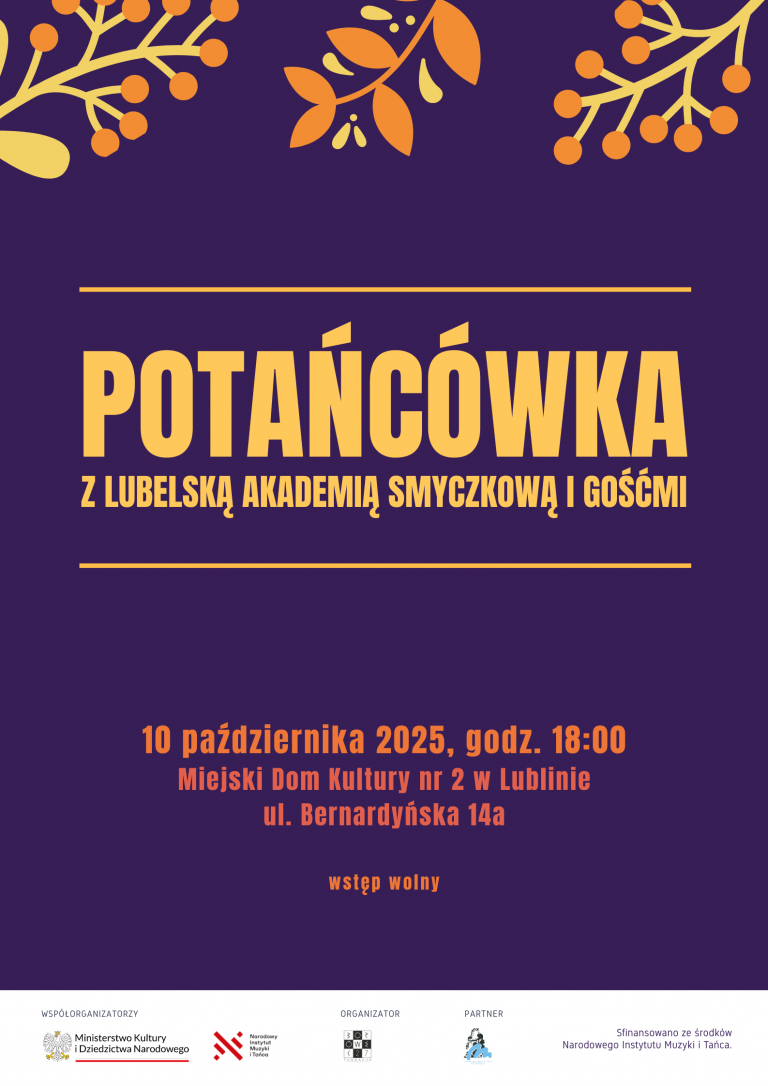 Plakat Potańcówka Ogniska Muzyki Tradycyjnej w Lublinie