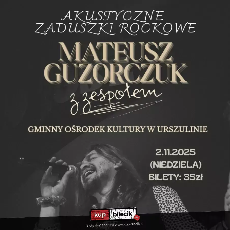 Plakat Akustyczne Zaduszki Rockowe - Mateusz Guzorczuk z Zespołem