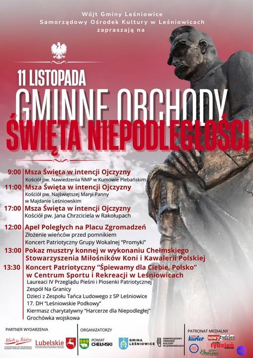Plakat Gminne Obchody Święta Niepodległości w Leśniowicach
