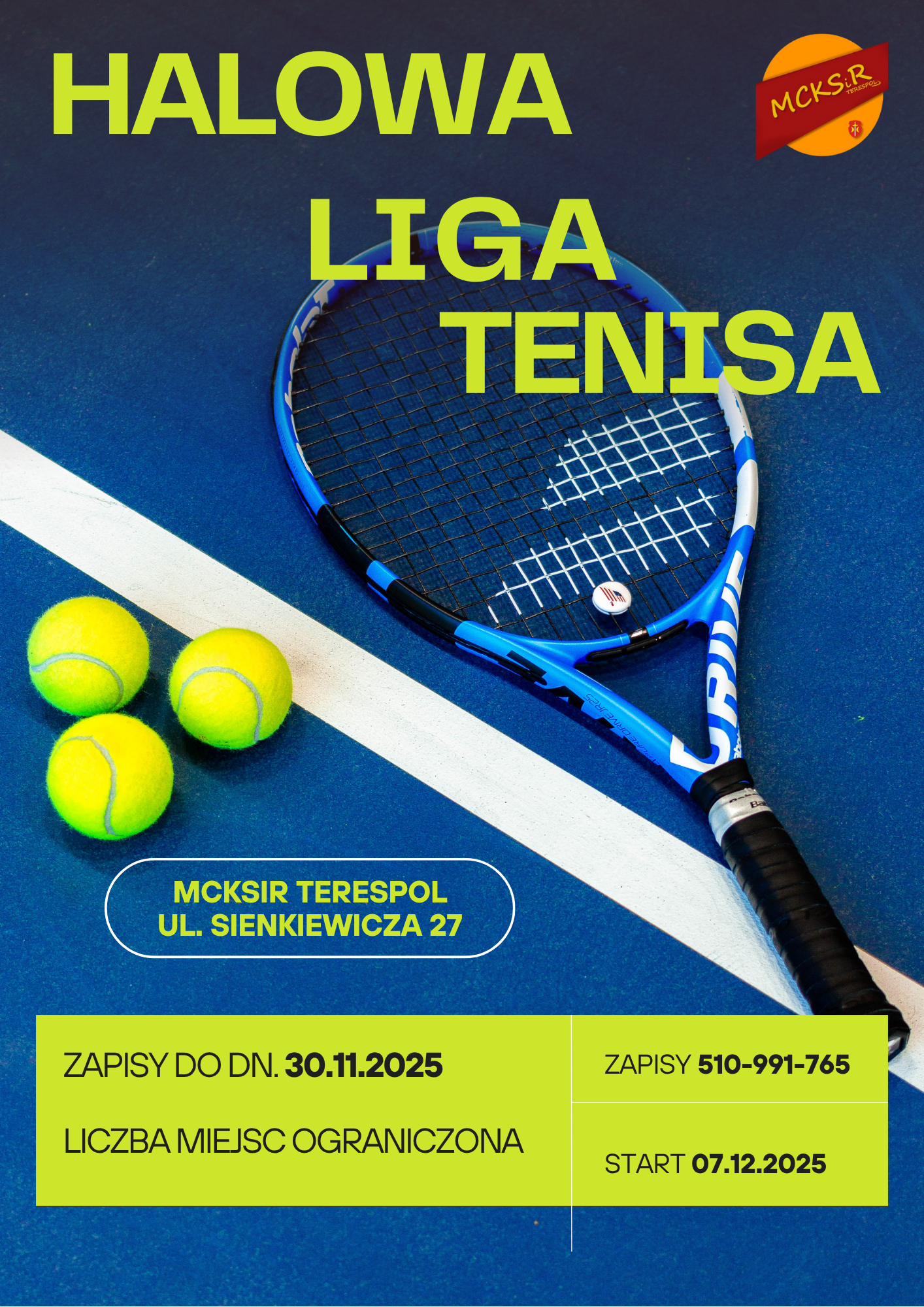 Plakat Halowa Liga Tenisa w Terespolu