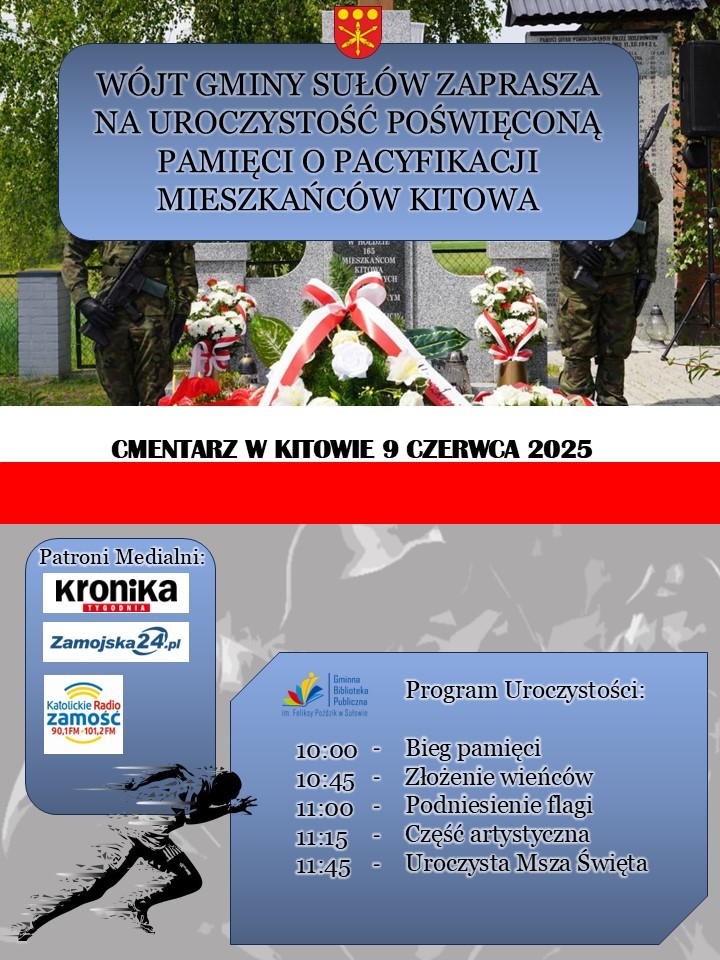 Plakat Uroczystość poświęcona pamięci o pacyfikacji mieszkańców Kitowa