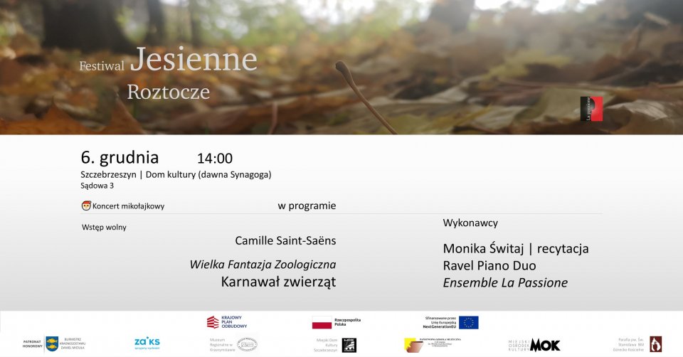 Plakat Camille Saint-Saëns: "Karnawał zwierząt" - koncert mikołajkowy