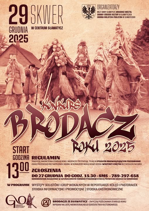 Plakat Konkurs na Brodacza Roku 2025 w Sławatyczach