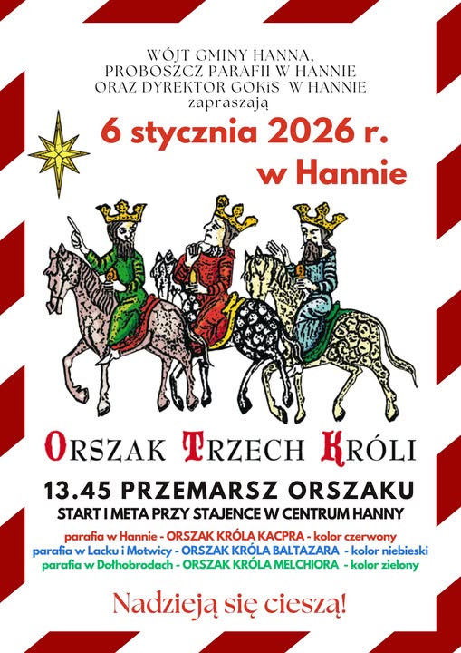 Plakat Orszak Trzech Króli w Gmina Hanna
