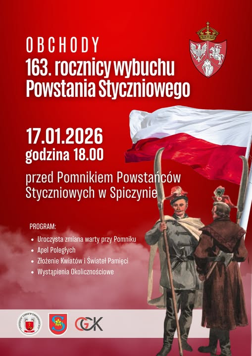 Plakat Obchody 163. rocznicy wybuchu Powstania Styczniowego w Spiczynie