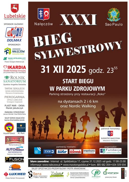 Plakat XXXI Bieg Sylwestrowy w Nałęczowie