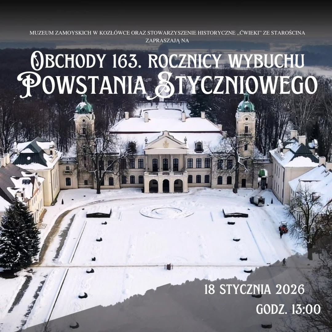 Plakat Obchody 163. Rocznicy Powstania Styczniowego w Muzeum Zamoyskich w Kozłówce