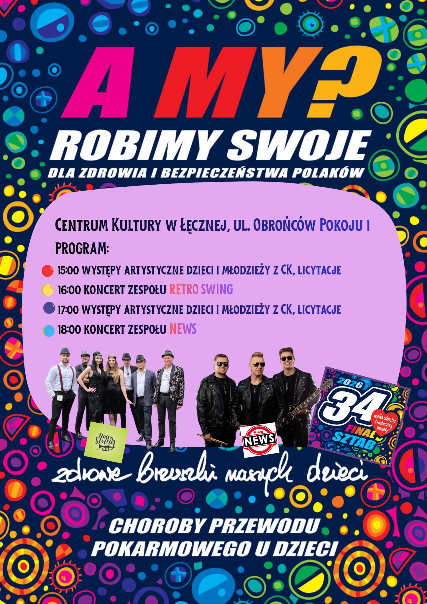 Plakat 34. Finał Wielkiej Orkiestry Świątecznej Pomocy w Łęcznej