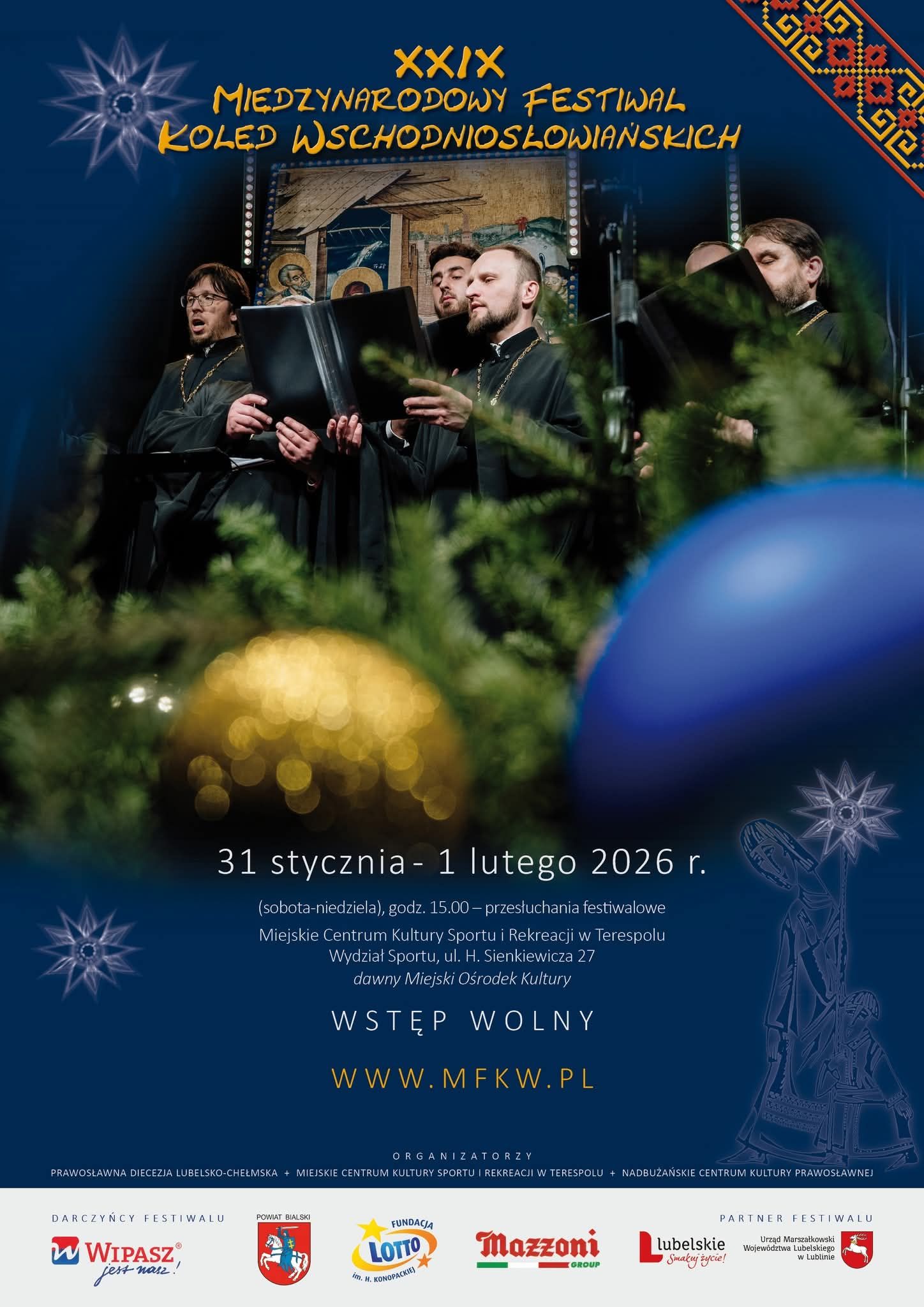 Plakat XXIX Międzynarodowy Festiwal Kolęd Wschodniosłowiańskich w Terespolu