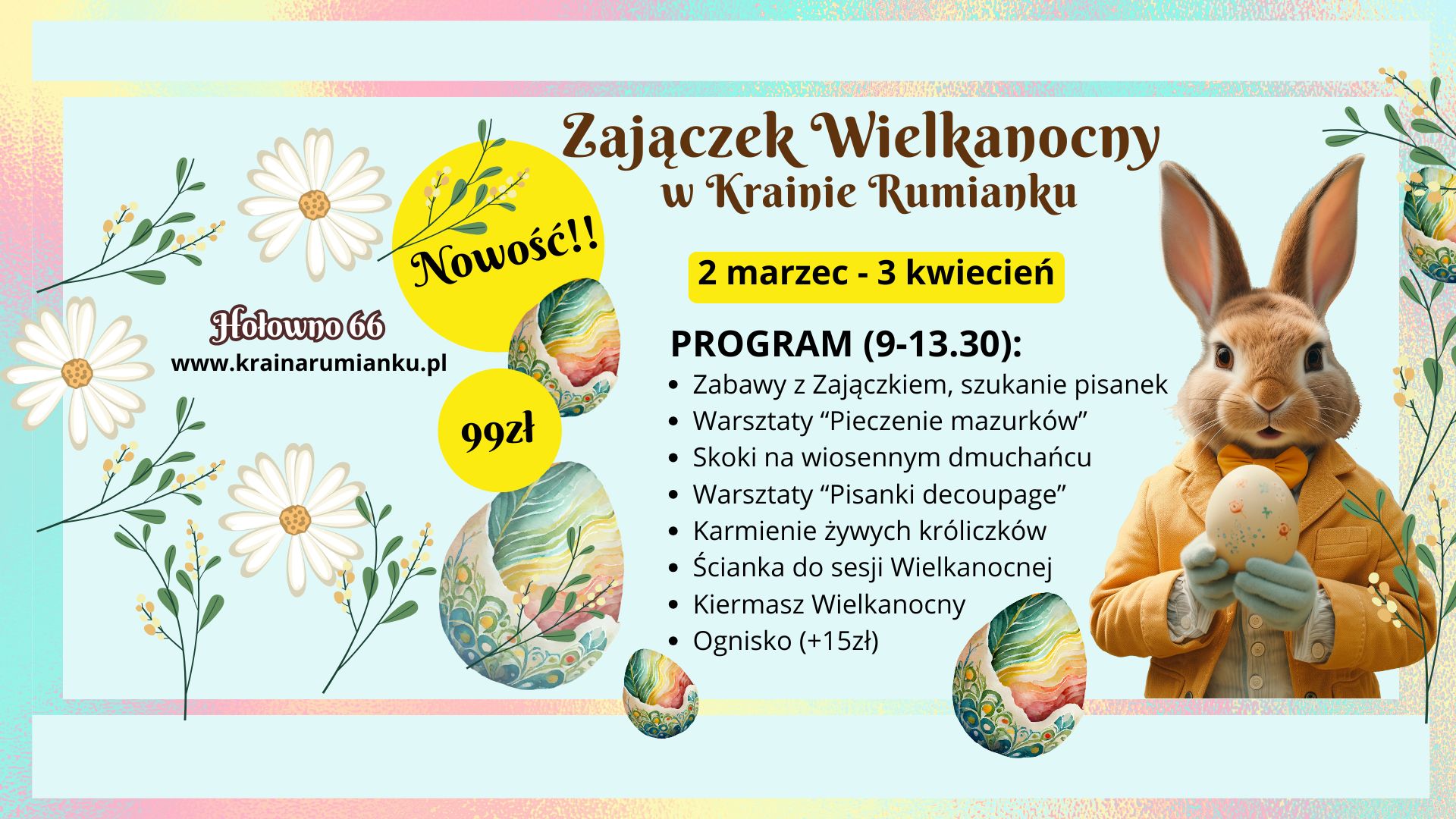 Plakat Zajączek Wielkanocny w Krainie Rumianku