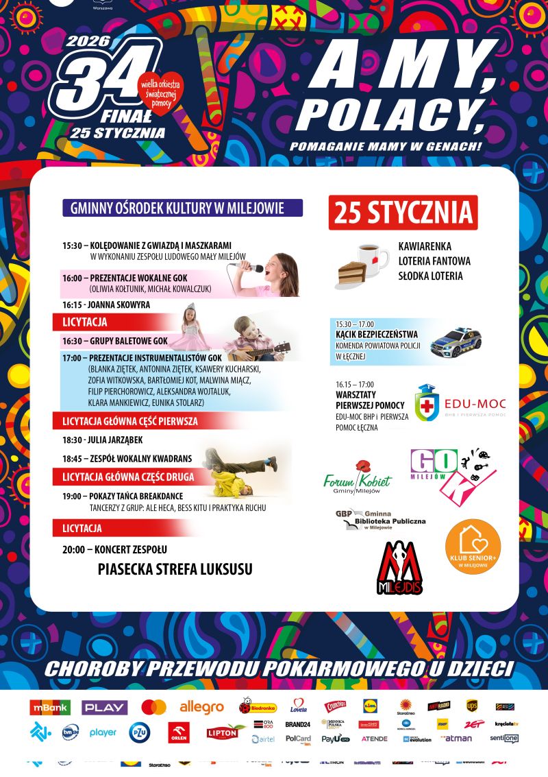 Plakat Finał WOŚP 2026 w Milejowie