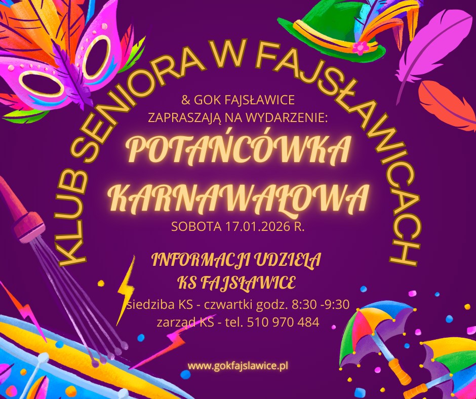 Plakat Karnawałowa potańcówka w Fajsławicach
