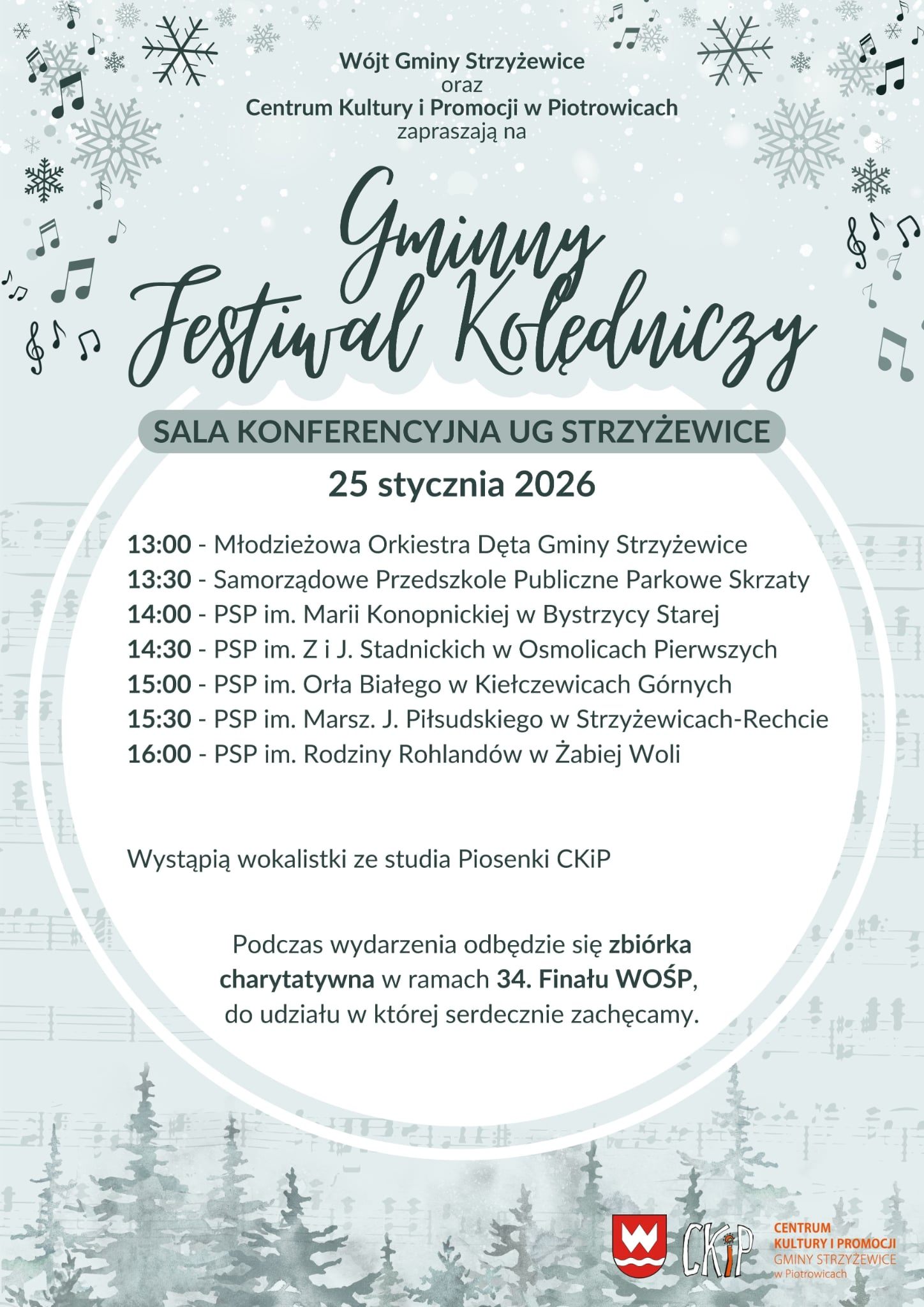 Plakat Gminny Festiwal Kolędniczy w Gminie Strzyżewice