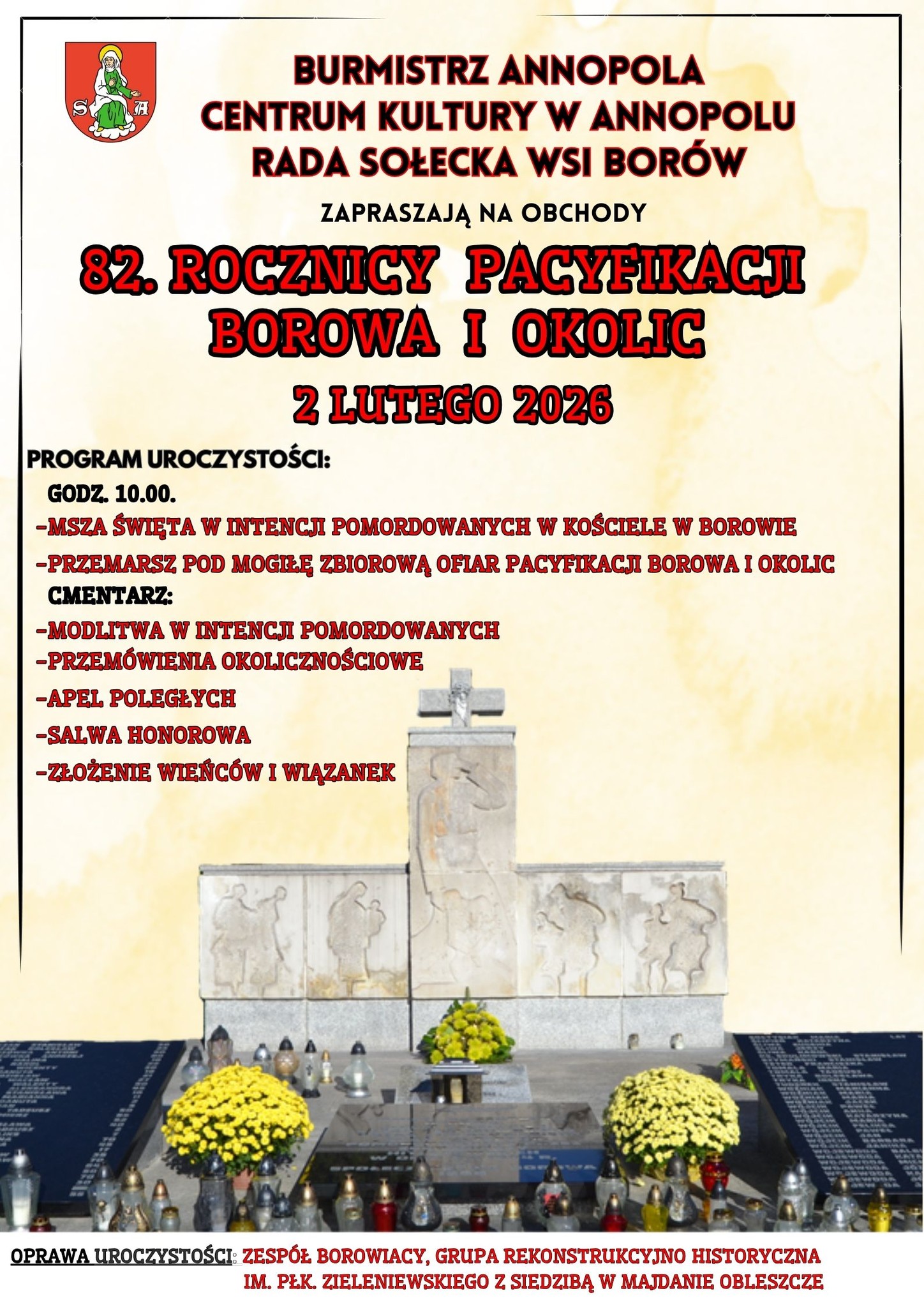 Plakat 82. rocznicy pacyfikacji Borowa i okolic
