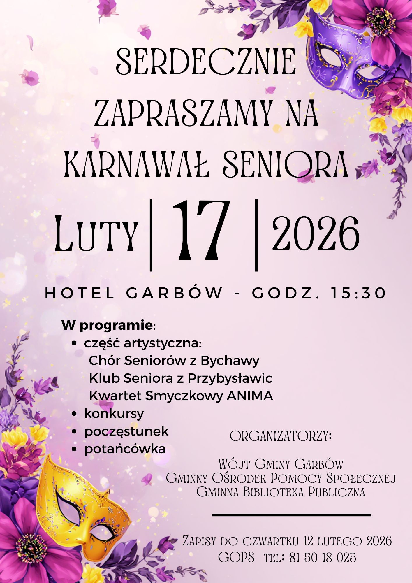 Plakat Karnawał Seniora w Gminie Garbów